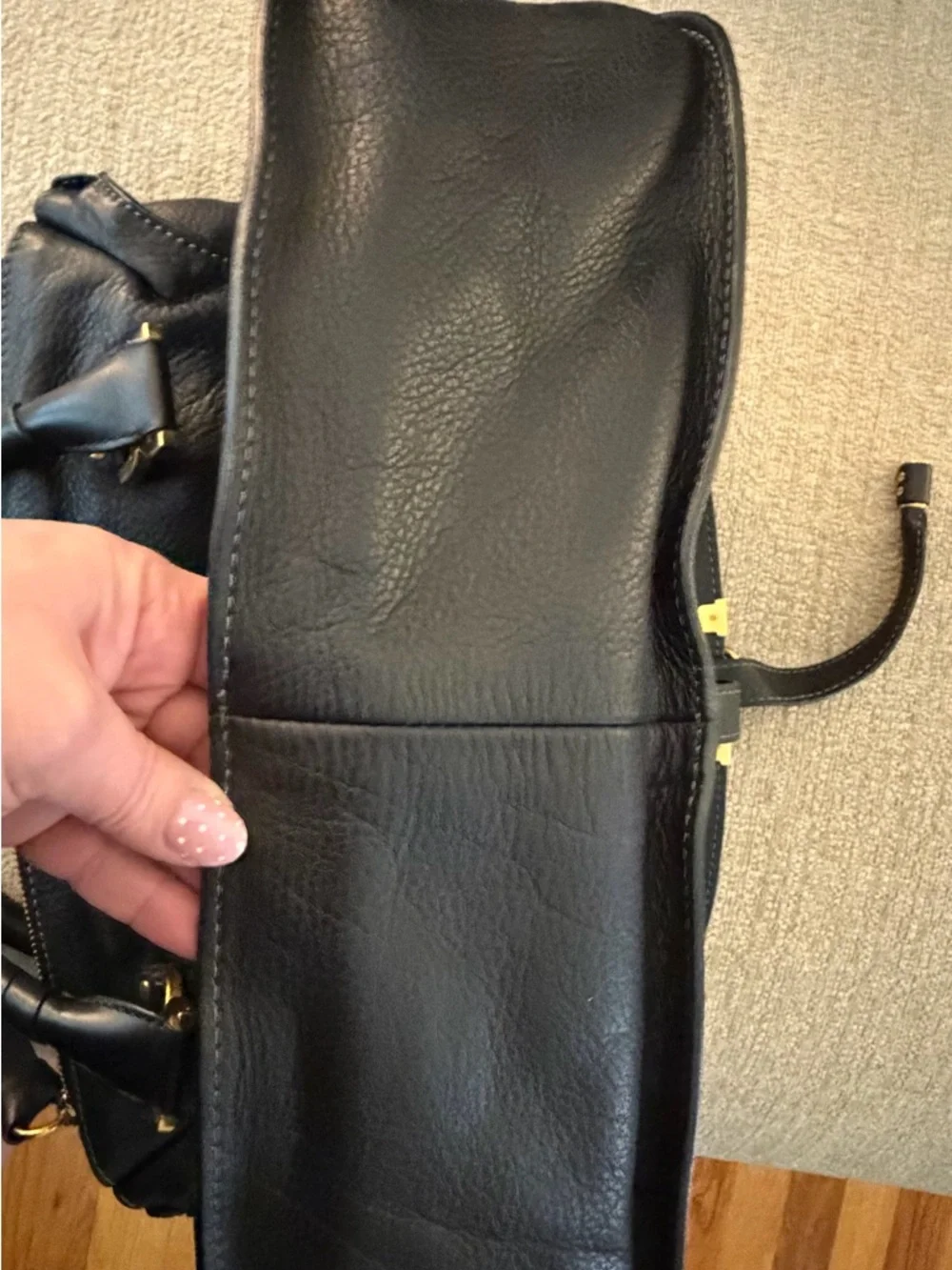Chloe Large Black Marcie Handbag with Gold Hardware - Women Bags - Picture 3 of 9